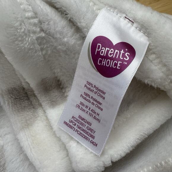 Parents Choice White Gray Polka Dot Baby Security Blanket Fleece 30" x 40" Lovey - Picture 3 of 3